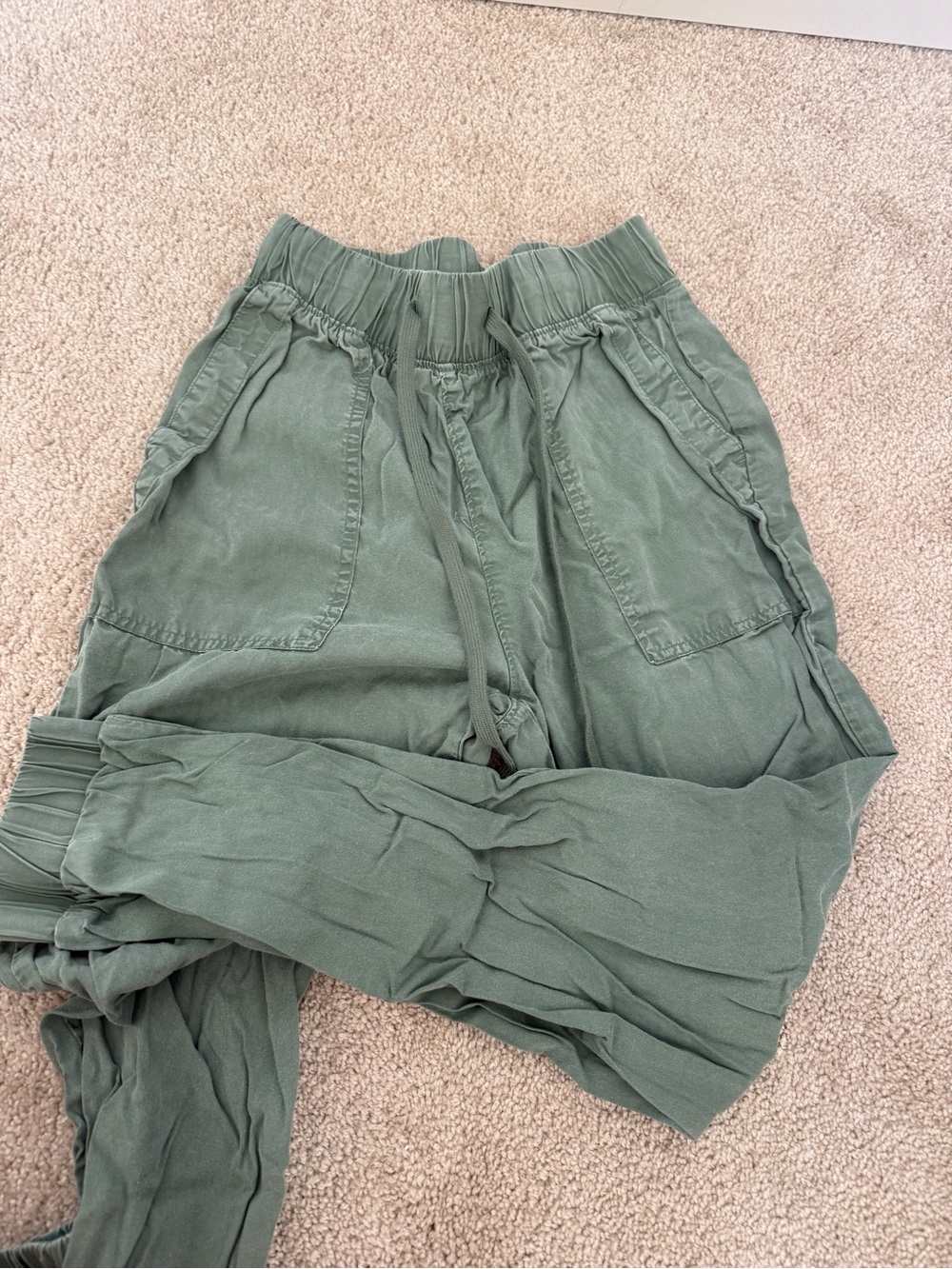Olive Green Drawstring Jogger Pants